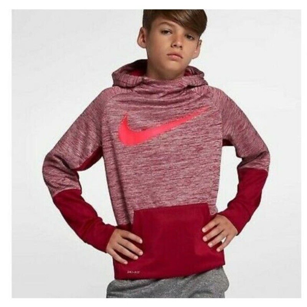 Nike Youth Dri Fit Loose Fit Therma Training‎ Hoodie Sweatshirt Pockets Red XL